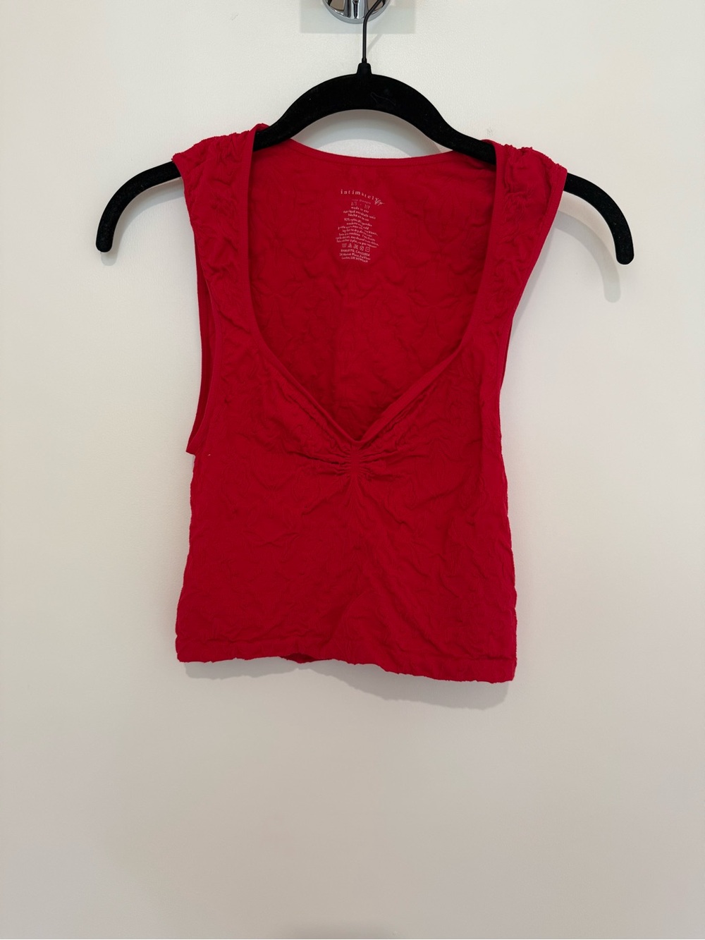 Free People Red V-Neck Ruched Sleeveless Tank